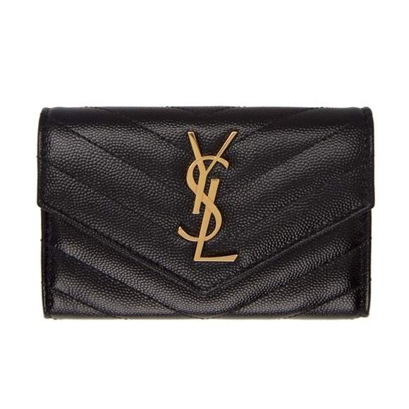 Yves Saint Laurent Handbags - SAINT LAURENT BLACK & GOLD MONOGRAM WALLET